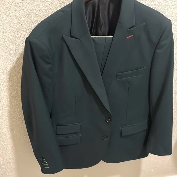 Forest green suit 46R wool blend - Picture 2 of 11